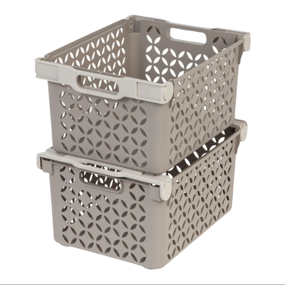 IRIS Large Decorative Stackable Basket Set of 2